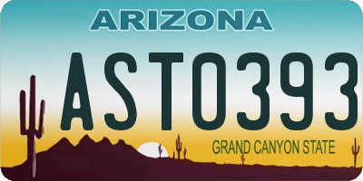 AZ license plate AST0393