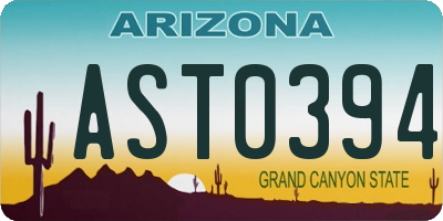 AZ license plate AST0394