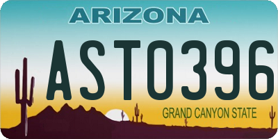 AZ license plate AST0396