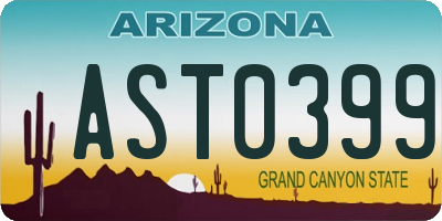 AZ license plate AST0399