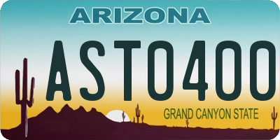 AZ license plate AST0400