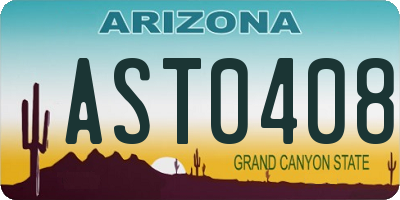 AZ license plate AST0408