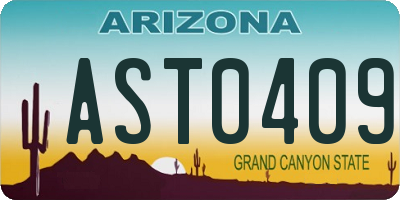 AZ license plate AST0409
