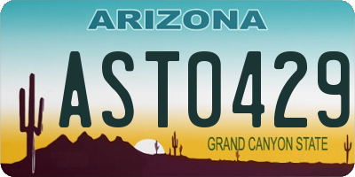 AZ license plate AST0429