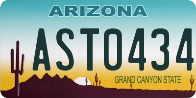 AZ license plate AST0434