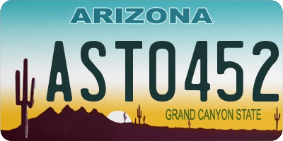 AZ license plate AST0452