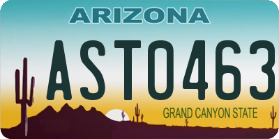 AZ license plate AST0463