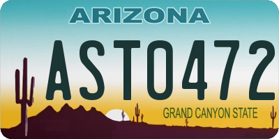 AZ license plate AST0472