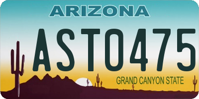 AZ license plate AST0475