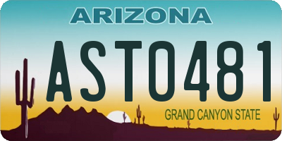 AZ license plate AST0481