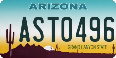 AZ license plate AST0496
