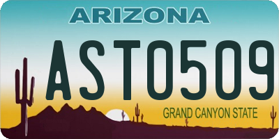 AZ license plate AST0509