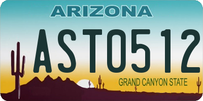 AZ license plate AST0512
