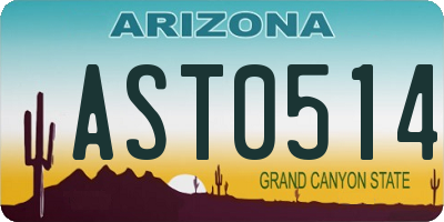 AZ license plate AST0514