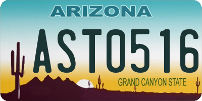 AZ license plate AST0516
