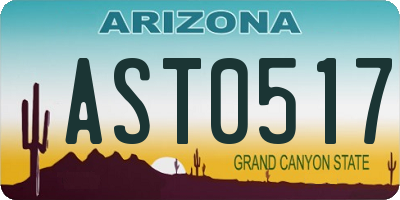 AZ license plate AST0517