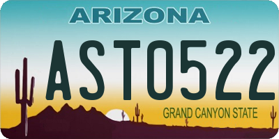 AZ license plate AST0522