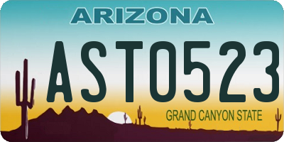 AZ license plate AST0523