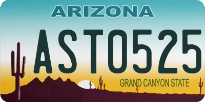 AZ license plate AST0525