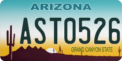 AZ license plate AST0526