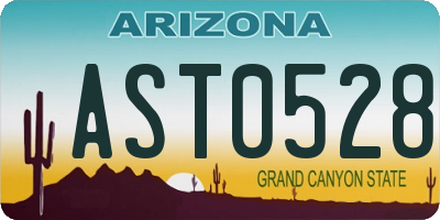 AZ license plate AST0528