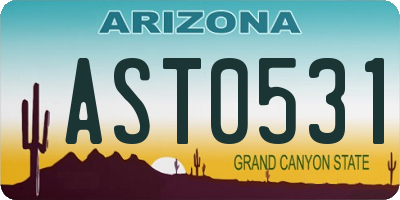 AZ license plate AST0531