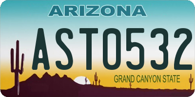 AZ license plate AST0532