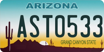 AZ license plate AST0533