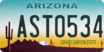 AZ license plate AST0534