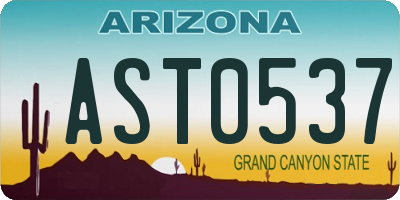 AZ license plate AST0537