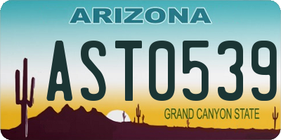 AZ license plate AST0539