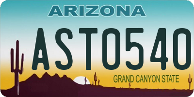 AZ license plate AST0540