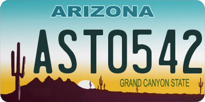 AZ license plate AST0542