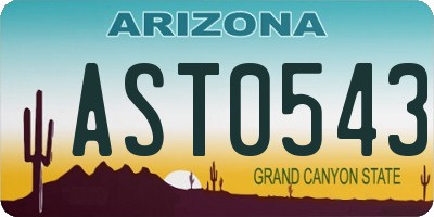 AZ license plate AST0543