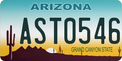 AZ license plate AST0546