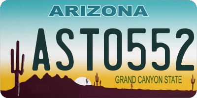AZ license plate AST0552