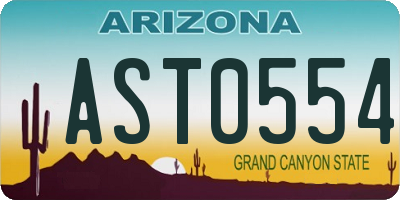 AZ license plate AST0554