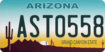 AZ license plate AST0558