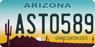 AZ license plate AST0589