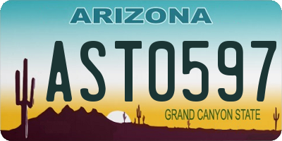 AZ license plate AST0597