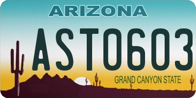 AZ license plate AST0603