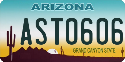 AZ license plate AST0606