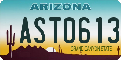 AZ license plate AST0613