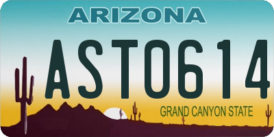 AZ license plate AST0614