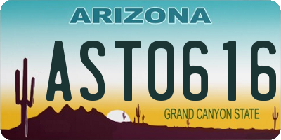 AZ license plate AST0616
