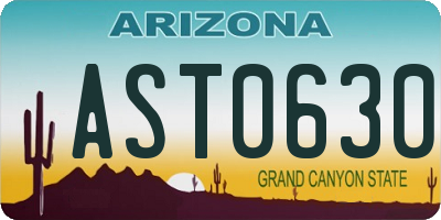 AZ license plate AST0630