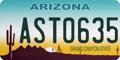 AZ license plate AST0635