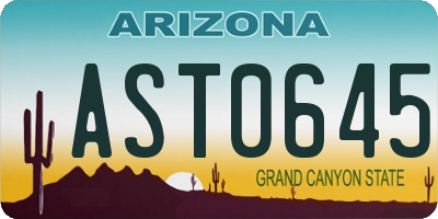 AZ license plate AST0645