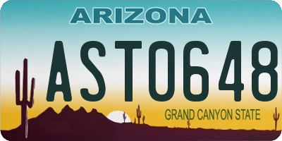 AZ license plate AST0648