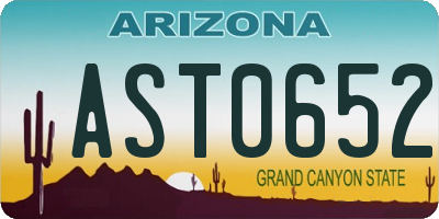 AZ license plate AST0652